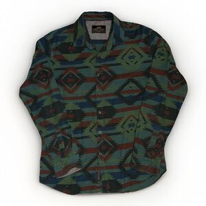 MBX Premium Goods Shirt Men L Flannel Long Sleeve Pattern Southwest Aztec T19
